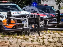 Drone utilizado pela Defesa Civil e Guarda Municipal para reforçar ações de segurança e monitoramento em São José (SC).