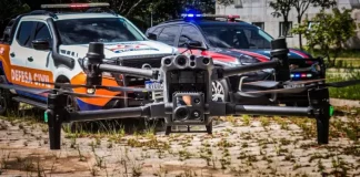 Drone utilizado pela Defesa Civil e Guarda Municipal para reforçar ações de segurança e monitoramento em São José (SC).