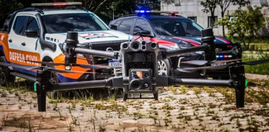 Drone utilizado pela Defesa Civil e Guarda Municipal para reforçar ações de segurança e monitoramento em São José (SC).