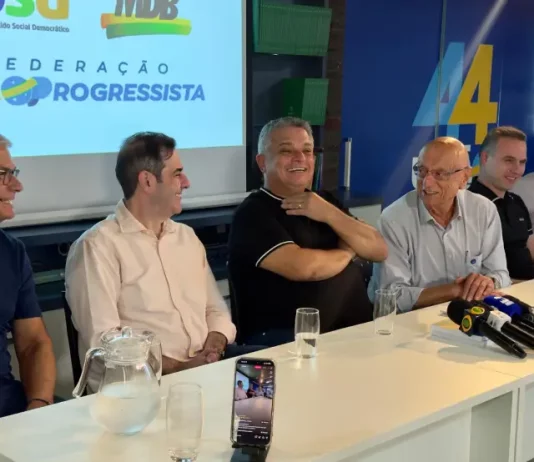 João Rodrigues formaliza aliança com MDB, PP e União Brasil para governo de SC João Rodrigues em reunião com representantes do PP, MDB e União Brasil