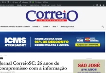 Página web Jornal CorreioSC