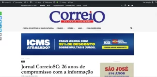 Página web Jornal CorreioSC