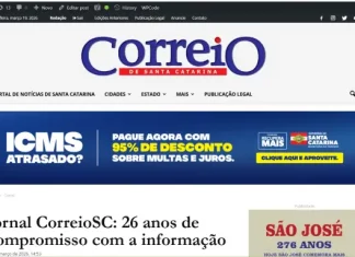 Página web Jornal CorreioSC