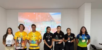 Atletas de Florianópolis representando o Programa Bolsa Atleta 2026