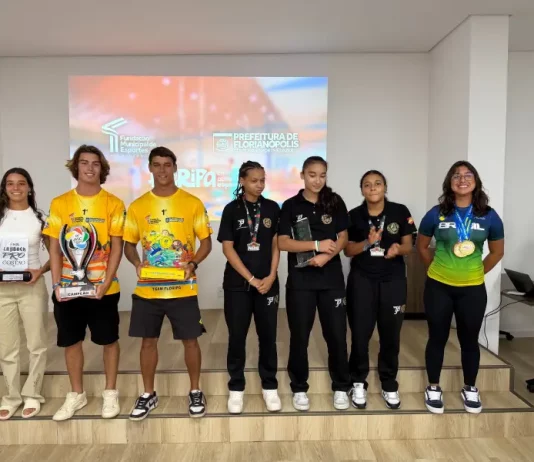 Atletas de Florianópolis representando o Programa Bolsa Atleta 2026