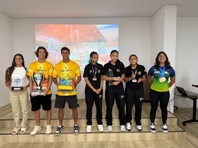 Atletas de Florianópolis representando o Programa Bolsa Atleta 2026
