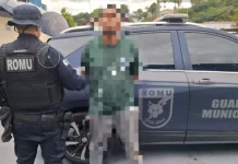 Agente da Guarda Municipal de São José durante prisão de foragido internacional