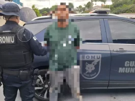 Agente da Guarda Municipal de São José durante prisão de foragido internacional