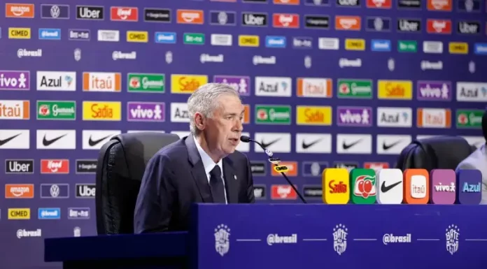 Carlo Ancelotti divulga lista com os 26 convocados para a Copa do Mundo de 2026 Carlo Ancelotti durante divulgação dos convocados para a Copa do Mundo de 2026