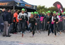 Atletas participando do IRONMAN Brasil