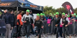 Atletas participando do IRONMAN Brasil