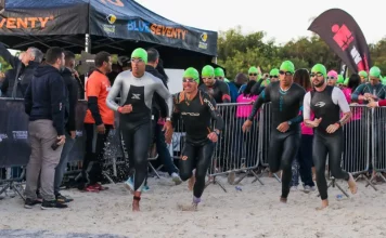 Atletas participando do IRONMAN Brasil