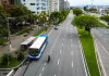 Fim do pagamento em dinheiro nos ônibus de Florianópolis deixa trajetos mais rápidos ônibus circulando em Florianópolis mostrando o ganho de tempo após o fim do pagamento em dinheiro