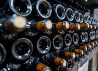 Número de vinícolas cresce 29% em Santa Catarina desde 2020 Garrafas de vinho armazenadas em adega representam o crescimento das vinícolas e da produção vitivinícola em Santa Catarina.