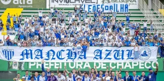Jogadores do Avaí posam junto com a torcida após conquistar a Copa Copa Sul-Sudeste
