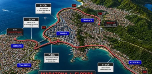 Maratona Internacional de Floripa altera trânsito da capital neste domingo (7) Mapa com as alterações de trânsito da Maratona Internacional de Floripa