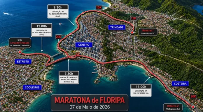 Maratona Internacional de Floripa altera trânsito da capital neste domingo (7) Mapa com as alterações de trânsito da Maratona Internacional de Floripa