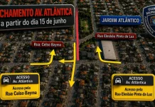 Avenida Atlântica terá alterações no trânsito para obras de esgoto em Florianópolis Mapa mostranto as rotas alternativas após fechamento da Avenida Atlântica em Florianopolis
