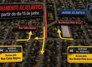 Avenida Atlântica terá alterações no trânsito para obras de esgoto em Florianópolis Mapa mostranto as rotas alternativas após fechamento da Avenida Atlântica em Florianopolis