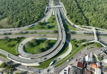Vista aérea da região onde será construído o novo elevado do CIC, em Florianópolis. A obra vai reorganizar o fluxo entre o Itacorubi e a SC-401 para melhorar a mobilidade e a segurança no trânsito.