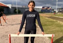 Maria Clara Branco Corrêa em pista de atletismo