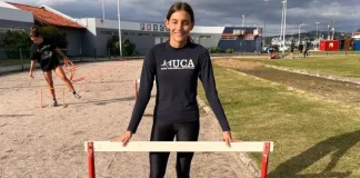 Maria Clara Branco Corrêa em pista de atletismo