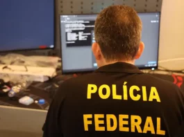 Polícia Federal faz operação contra anúncios digitais fraudulentos que simulavam serviços públicos Agente da Polícia Federal trabalhando em frente a uma tela de computador