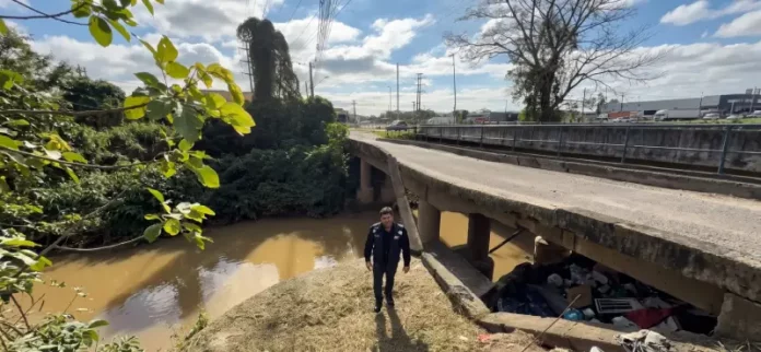 Ponte Sertão do Maruim Foto mostra a ponte danificada no Sertão do Maruim, onde serão construídas as novas pontes
