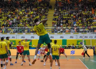 Seleção Brasileira B de vôlei vence Chile em São José e abre série de amistosos Foto do jogo da Seleção Brasileira B de vôlei no Centro Multiuso em São José