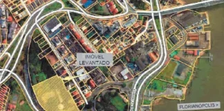 Mapa de terreno colocado a venda em Leilão de bens públicos na Grande Florianópolis