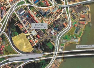 Mapa de terreno colocado a venda em Leilão de bens públicos na Grande Florianópolis