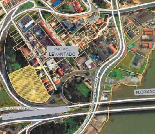 Mapa de terreno colocado a venda em Leilão de bens públicos na Grande Florianópolis