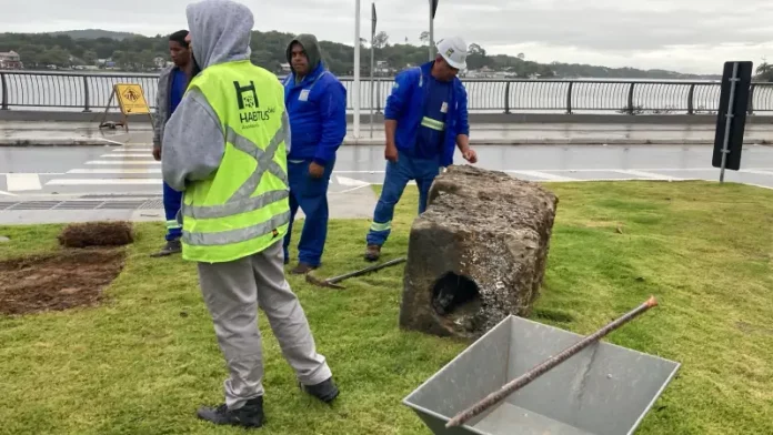 achado arqueológico Foto do achado arqueológico na Lagoa da Conceição