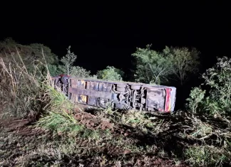 Ônibus com turistas paraguaios cai em ribanceira na SC-492 e deixa três mortos Ônibus com turistas paraguaios na SC-492