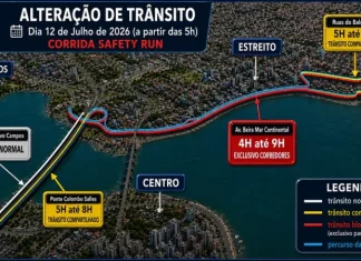 Corrida Safety Run altera o trânsito em Florianópolis neste domingo (12) Mapa com as alterações de trânsito para a corrida Safety Run