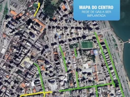 Centro de Florianópolis recebe obras para implantação da rede de gás natural Mapa das ruas com implantação da rede de gás natural em Florianópolis