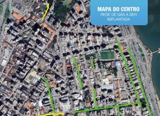 Centro de Florianópolis recebe obras para implantação da rede de gás natural Mapa das ruas com implantação da rede de gás natural em Florianópolis