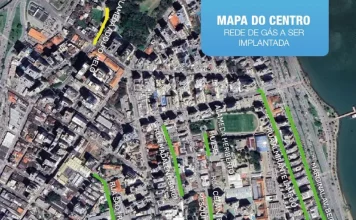 Centro de Florianópolis recebe obras para implantação da rede de gás natural Mapa das ruas com implantação da rede de gás natural em Florianópolis