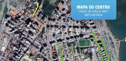 Centro de Florianópolis recebe obras para implantação da rede de gás natural Mapa das ruas com implantação da rede de gás natural em Florianópolis