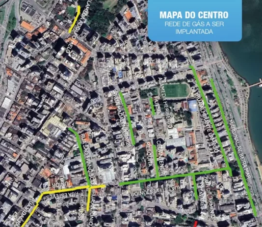 Centro de Florianópolis recebe obras para implantação da rede de gás natural Mapa das ruas com implantação da rede de gás natural em Florianópolis