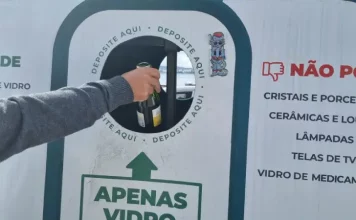 São José recicla 116,5 toneladas de vidro no primeiro semestre de 2026 Ponto de coleta de reciclagem de vidro em São José