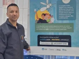 São José amplia ações para implantação do Método Wolbachia Homem participa de ação de divulgação do Método Wolbachia, com material informativo sobre a tecnologia usada no combate à dengue, Zika e chikungunya.
