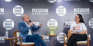 Gelson Merisio participando da sabatina com servidores estaduais de Santa Catarina