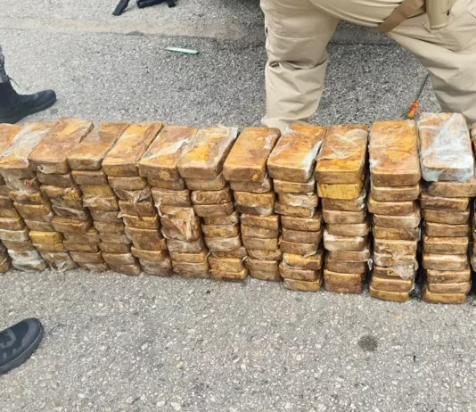 Polícia apreende carga milionária de pasta base de cocaína na BR-101 em Biguaçu A imagem mostra os tabletes de pasta base de cocaína apreendidos durante uma operação policial na BR-101, em Biguaçu.