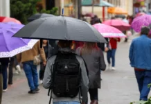 Semana será marcada pelo retorno da chuva em Santa Catarina Pessoas caminham com guarda-chuvas durante chuva, imagem que ilustra a previsão de tempo instável em Santa Catarina.