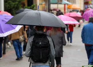 Semana será marcada pelo retorno da chuva em Santa Catarina Pessoas caminham com guarda-chuvas durante chuva, imagem que ilustra a previsão de tempo instável em Santa Catarina.