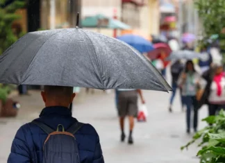 Próximos três meses terão chuva frequente e períodos de calor em Santa Catarina Pessoa caminha com guarda-chuva durante chuva em área urbana, ilustrando a previsão de chuva frequente em Santa Catarina nos próximos três meses.