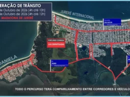 Corridas de rua provocam alterações no trânsito de Florianópolis durante o feriadão Mapa das alterações no trânsito para as corridas de rua em Jurerê e Daniela, em Florianópolis, com os percursos destacados em vermelho e os horários das intervenções.