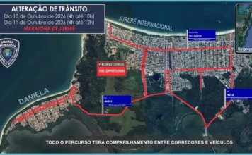 Corridas de rua provocam alterações no trânsito de Florianópolis durante o feriadão Mapa das alterações no trânsito para as corridas de rua em Jurerê e Daniela, em Florianópolis, com os percursos destacados em vermelho e os horários das intervenções.