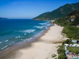 Mais três praias de Florianópolis conquistam certificação Bandeira Azul Vista aérea da Praia dos Açores, em Florianópolis, com faixa de areia, mar azul e morros cobertos por vegetação, uma das praias que conquistaram a certificação Bandeira Azul para a temporada 2026/2027.